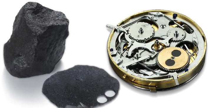 Magistralis watch mechanism and lunar meteorite
