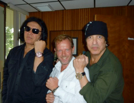 Gene Simmons, Yvan Arpa and Paul Stanley with their ArtyA watches