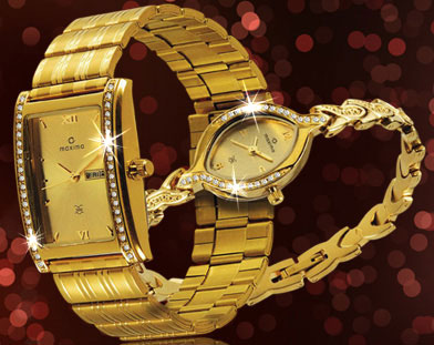 Maxima watches shop golden colour