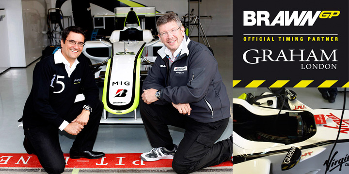 The head of Graham Eric Lot and leader of Brawn GP Ross Brawn at the formula 1 Brawn GP