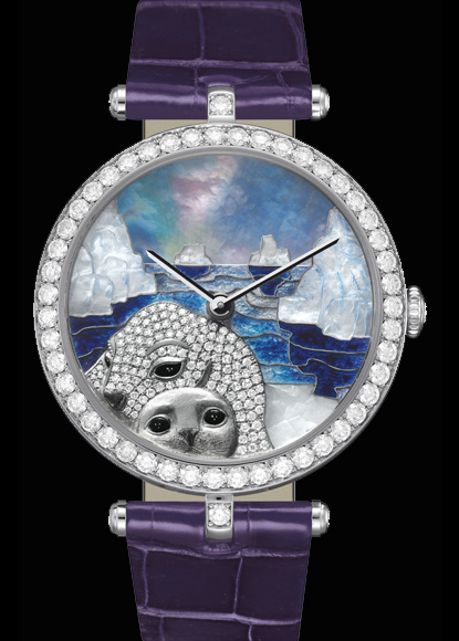 A new watch with the Arctic landscape Lady Arpels Polar Landscapes Seal Décor by Van Cleef & Arpels
