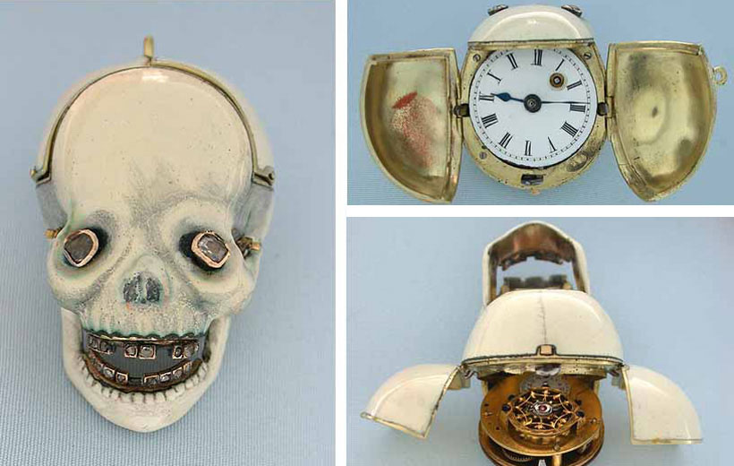 watch-skull of 18-karat gold with diamonds