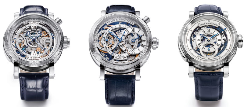 Grieb & Benzinger Platinum watches - Blue Danube, Blue Whirlwind and Blue Sensation