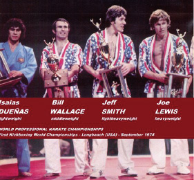 Champions of the tournament Isaias Dueñas (Mexico) - a lightweight, Bill Wallace (USA) - middleweight champion, Jeff Smith (USA) - light heavyweight champion and Joe Lewis (USA) - in the heavyweight division