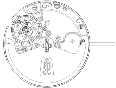 sketch of Chronomètre P8 Automatique watch mechanism