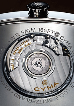 Cyma watch backside