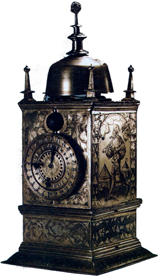 Mantel clock. Master X. Shtaynmaysel. Prague, 1549