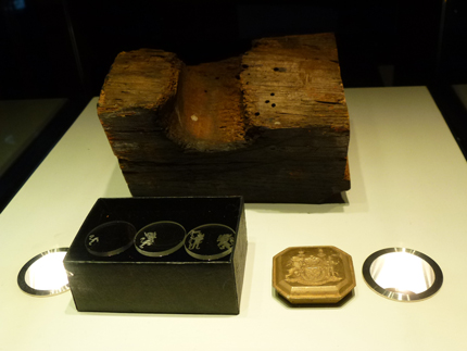 ring from oak wood of the HMS Victory ship case