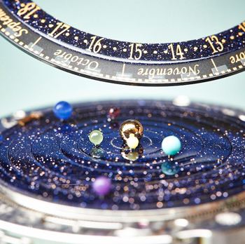 Dial of Van Cleef and Arpels Midnight Planétarium Poetic Complication watch