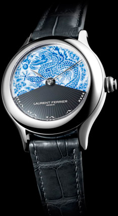 Galet Secret watch by Laurent Ferrier with a porcelain dial Meissen