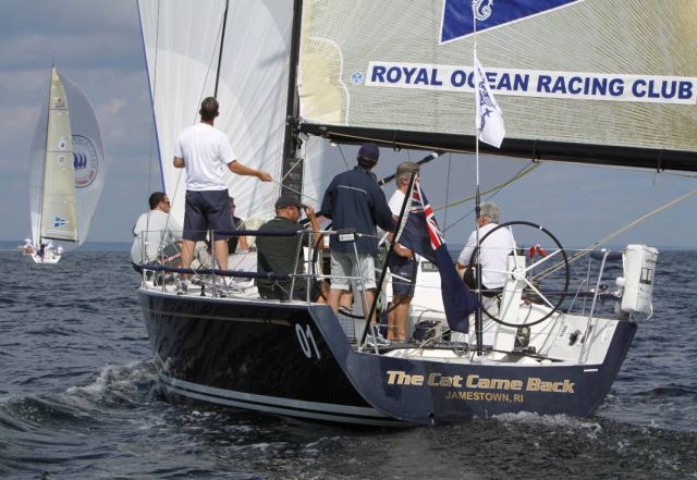yacht with RORC (Royal Ocean Racing Club) emblem