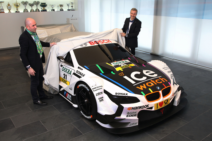 Head of Ice-Watch, Jean-Pierre Lyutgen (left) and BMW Motorsport Director Jens Marquardt represent Ice-Watch BMW M3 DTM
