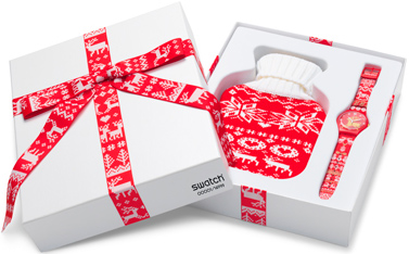 A special gift package for the Red Knit model by Swatch
