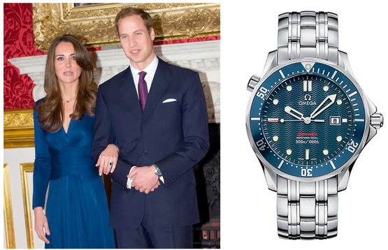 The retinue makes a king... and Omega Seamaster Professional watch (Ref. 222.80.00)! Prince William and Kate Middleton. Even her dress matches the watch's color of her half.