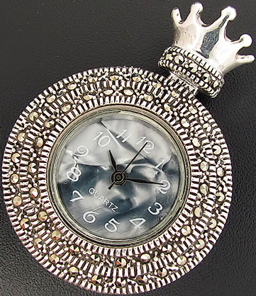 pendant-watch from sterling silver (925) with marcasite