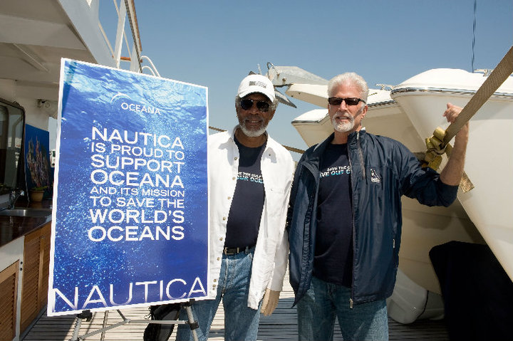 Morgan Freeman and Ted Danson at Oceana Gulf of Mexico Research Expedition