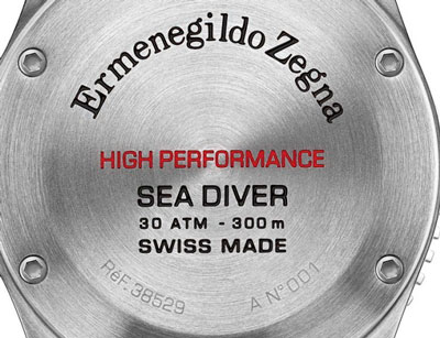 High Performance Sea Diver watch backside