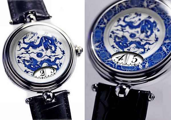 Porcelain timepiece with Dragons by Angular Momentum