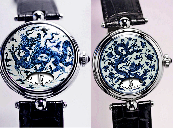 Porcelain timepiece with Dragons by Angular Momentum