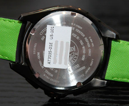 backside of Citizen Proximity watch with Bluetooth