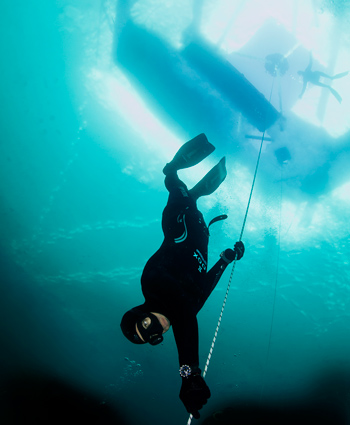 free diving champion Christian Redl in Edox Iceman III watch