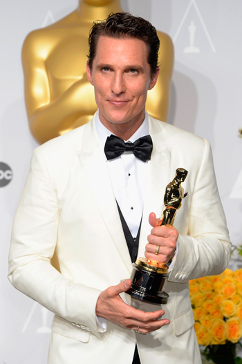 Matthew McConaughey with Oscar wearing Chopard