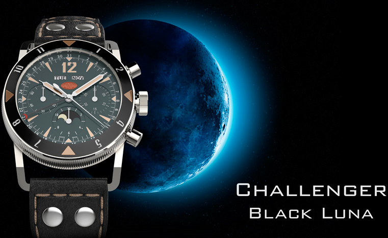 TNT Black Luna Moonphase Chronograph watch