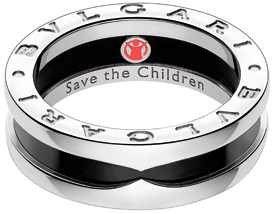 Ring in silver and ceramics specially designed by Bulgari to raise funds for help to children in need