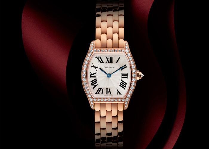 Tortue Watch (small model) of rose gold with diamonds by Cartier