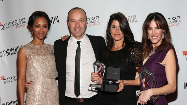 Zoe Saldana, Sylvain Dolla, Robbie Brenner and Rachel Winter at Hamilton Behind the Camera award