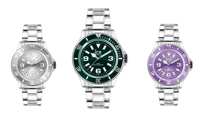 Silver, Forest and Purple model versions of Ice Pure watch by Ice-Watch