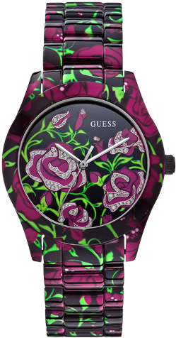 Guess watch with flowers on the dial and case