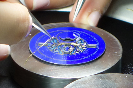 Dial making with cloisonne