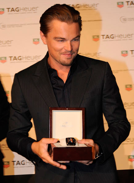 Leonardo DiCaprio with Tag Heuer Monaco Twenty Four Calibre 36 Chronograph watch