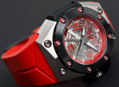 Oktopus II Double Date Titanium Red watch by Linde Werdelin