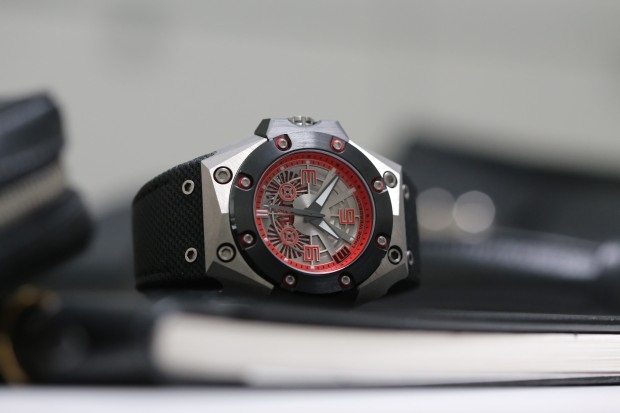 Oktopus II Double Date Titanium Red watch by Linde Werdelin