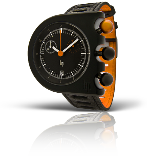 wristwatch Lip Black orange Aluminium