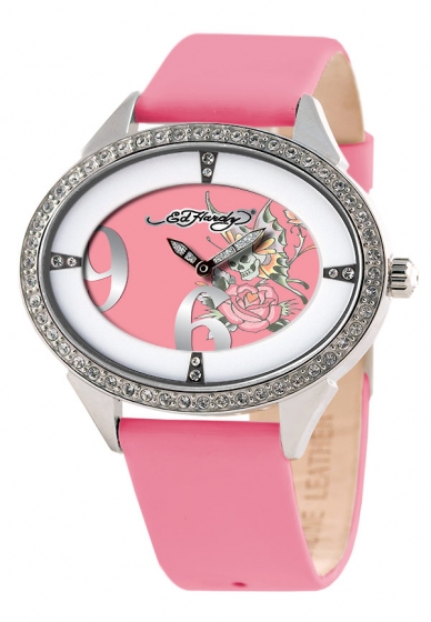 wristwatch Ed Hardy Skull Butterfly And Rose Showgirl