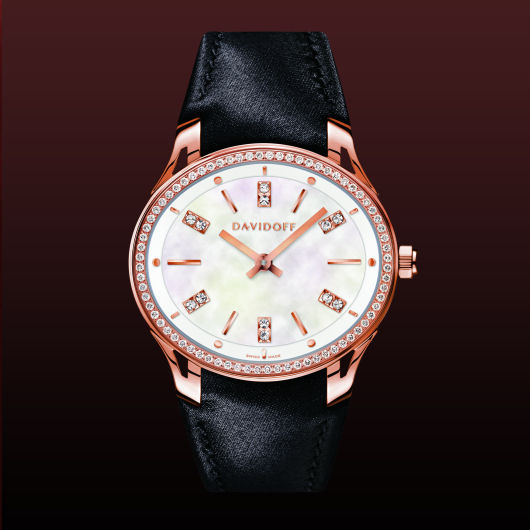 wristwatch Davidoff Lady quartz red gold diamonds white mother of pearl