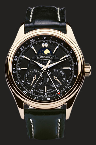 wristwatch Armand Nicolet Black Dial in rose gold