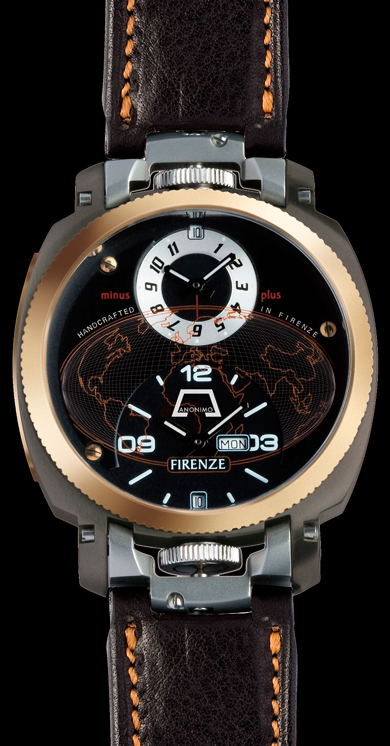 wristwatch Anonimo Firenze Firenze Dual Time Drass Gold