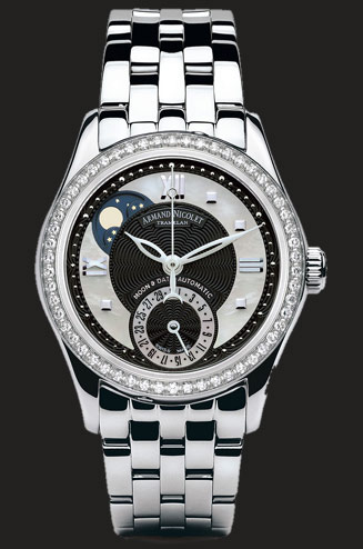 wristwatch Armand Nicolet Black guilloché and White MOP