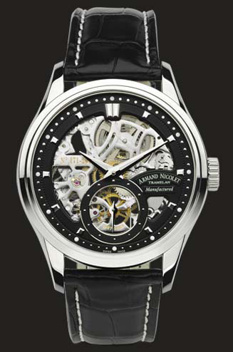 wristwatch Armand Nicolet Stainless steel with black sceleton dial