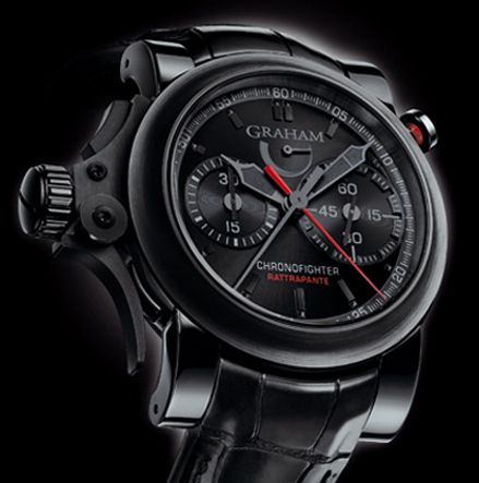 wristwatch Graham Chronofighter Trigger Back in Black Rattrapante