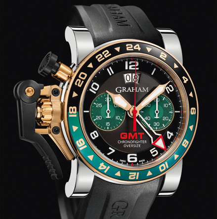 wristwatch Graham CHRONOFIGHTER OVERSIZE GMT BLACK BRG STEEL & GOLD