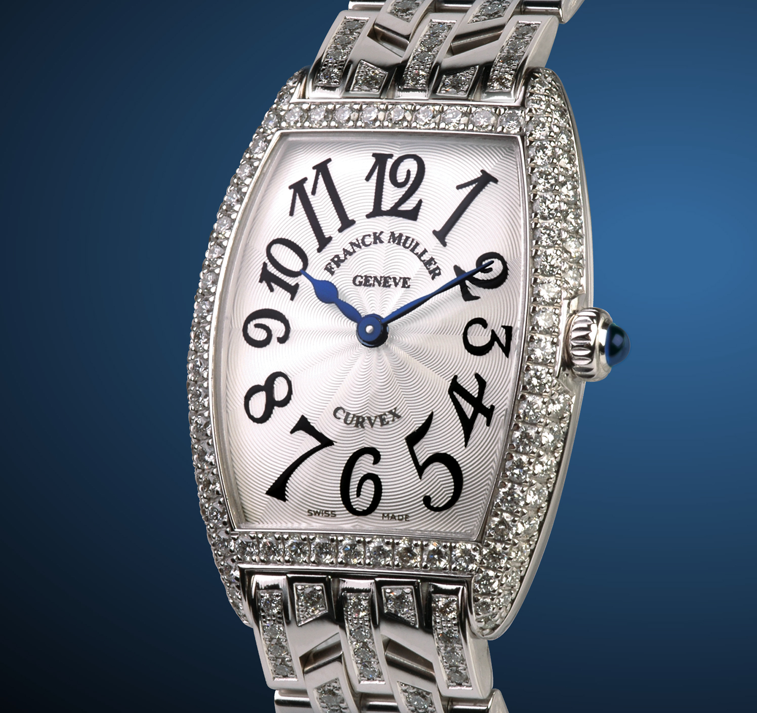 wristwatch Franck Muller Cintree Curvex on Partial Diamond Bracelet