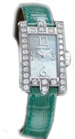 wristwatch Harry Winston Avenue Lady Mechanical (WG_Diamonds / MOP / Green Strap)