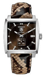 wristwatch TAG Heuer Monaco Automatic (SS / Brown-Diamonds / Leather)