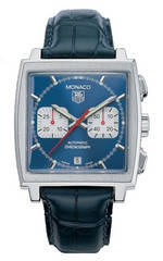 wristwatch TAG Heuer Monaco Automatic Chronograph (SS / Blue / Leather)