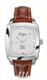 wristwatch Glashutte Original Glashutte Original Senator Karree Panorama Date with Manual Winding (SS / Silver / Leather)